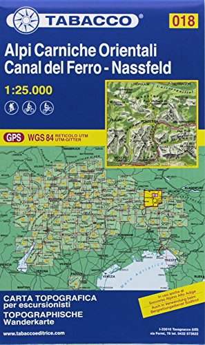 Wanderkarte 18 Alpi Carniche Orientali / Canal del Ferro: 1:25000 (Carte topografiche per escursionisti, Band 18) von Tabacco editrice